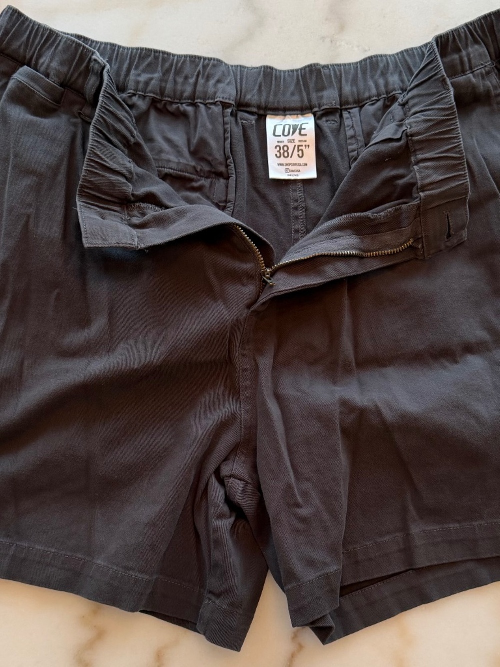 Cover / Charcoal / 5" 98% Cotton 2% Spandex Short w/ elastic Waistband